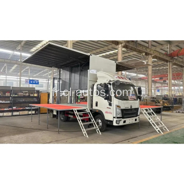 Écran d&#39;affichage à LED Howo Wingspan Hydraulic pliing Stage Mobile Stage Truck